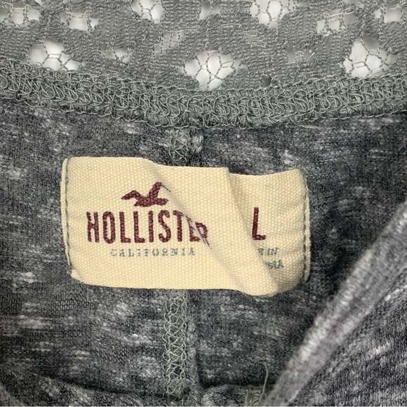 Hollister 90s Y2K Henley Top Lace Long Sleeve Gray - Picture 8 of 10